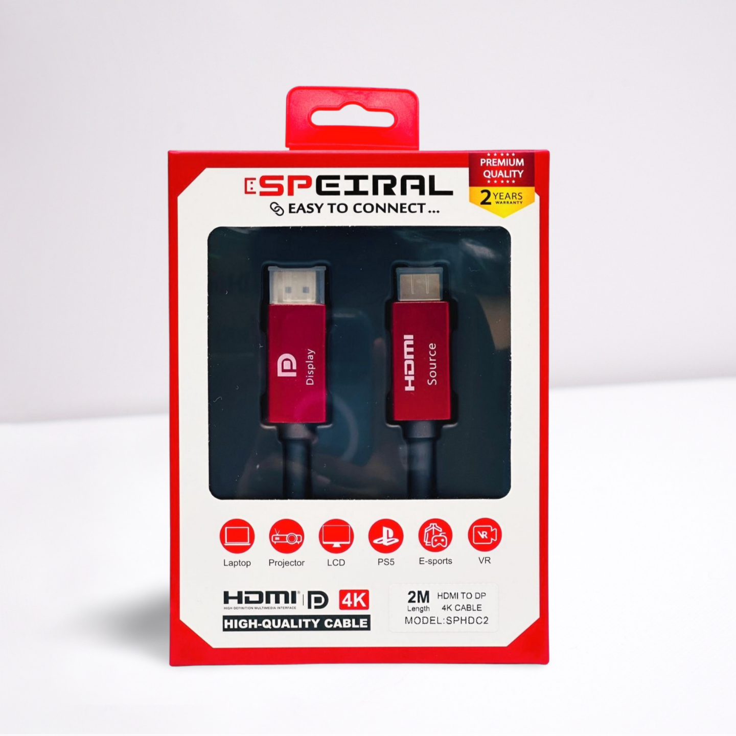 Hdmi To Dp Cable | 4K 60 Hz | Male To Male |Hdmi To Displayport Video Cable Oxygen-Free Copper Cable |Gold- Plated Connector 2 Hdmi To Dp Cable | 4K 60 Hz | Male To Male |Hdmi To Displayport Video Cable Oxygen-Free Copper Cable |Gold- Plated Connector - Image 2